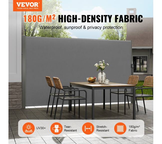 Ištraukiama šoninė markizė, 180g poliesteris, pilka1