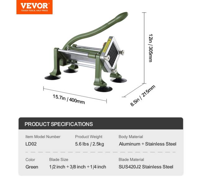 Prancūziško bulvių pjaustyklė su 3 peiliais6