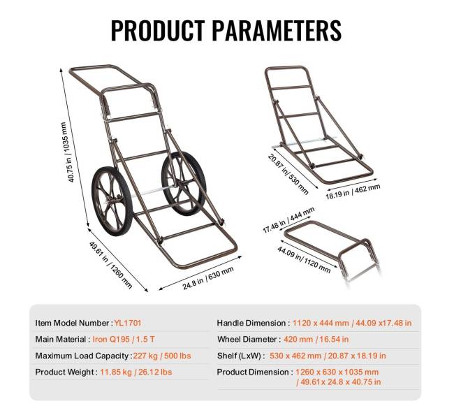 Sulankstoma vežimėlis žvėrių pervežimui 227 kg6