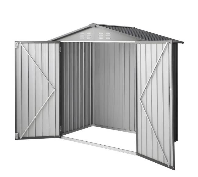 Metalinė sodo sandėliavimo patalpa su užrakinamomis durimis0