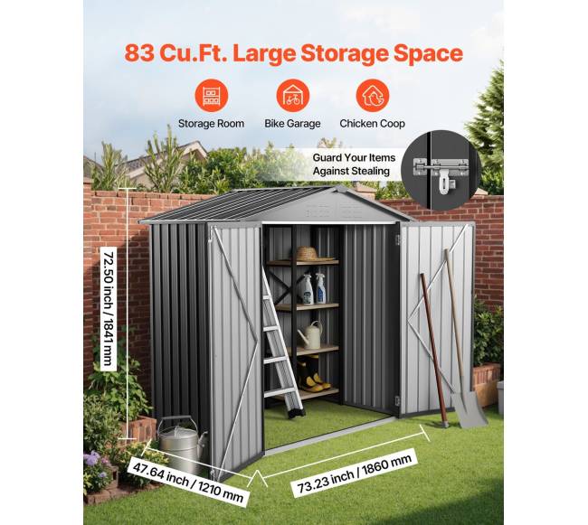 Metalinė sodo sandėliavimo patalpa su užrakinamomis durimis1