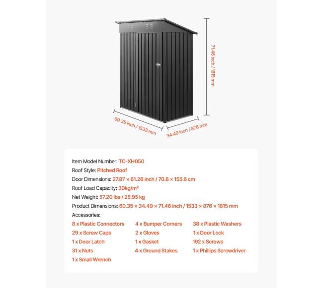 Metalinė sodo sandėliavimo patalpa 1533 x 876 x 1815 mm6