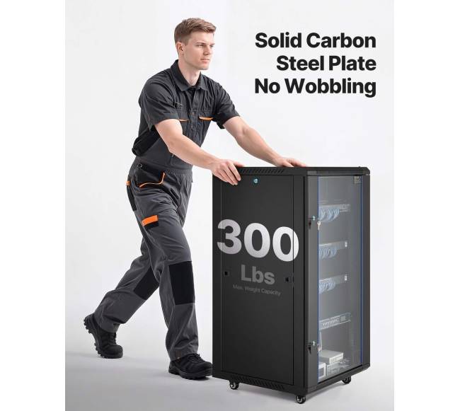 22U tinklo spinta su stiklo durimis 600 mm3