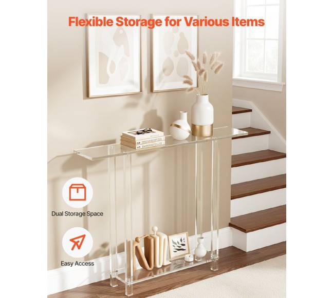 Akrilo konsolinis stalas 2 lygių3