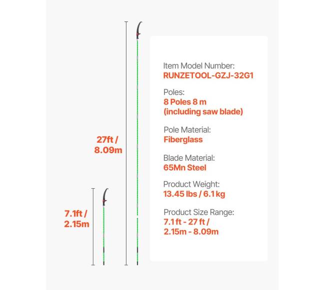 Rankinis teleskopinis medžių genėtuvas 118-809 cm plieninis ašmuo6