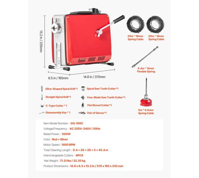 Vamzdžių valymo mašina, 500W 1400RPM6