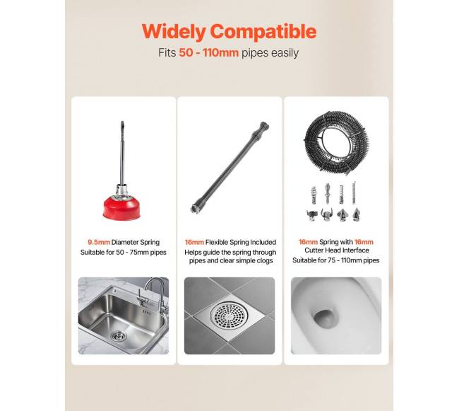 Elektrinė vamzdžių valymo mašina, 500W, 1400RPM2