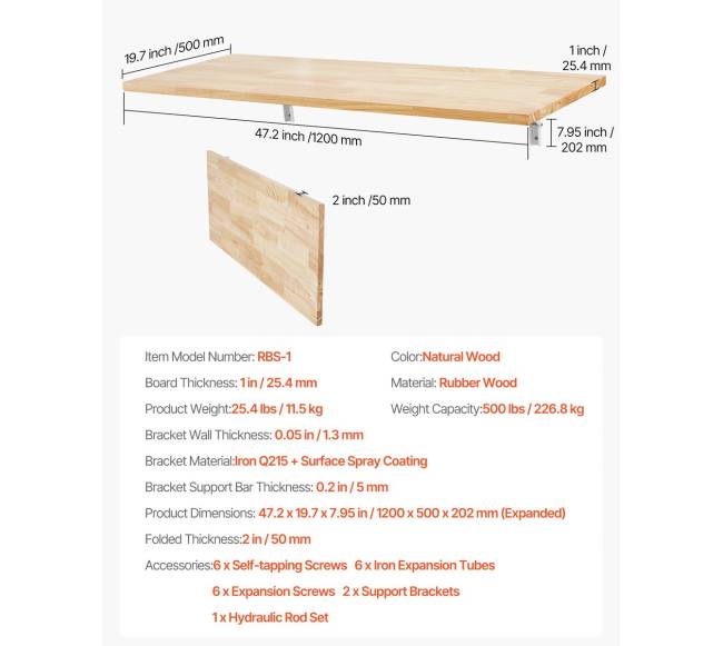 Prie sienos montuojamas sulankstomas stalas6
