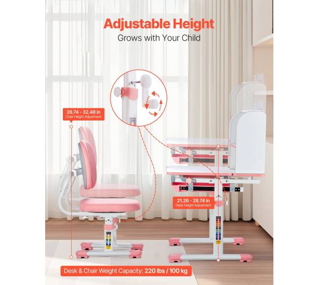 Vaikiškas reguliuojamas rašomasis stalas su kėde1