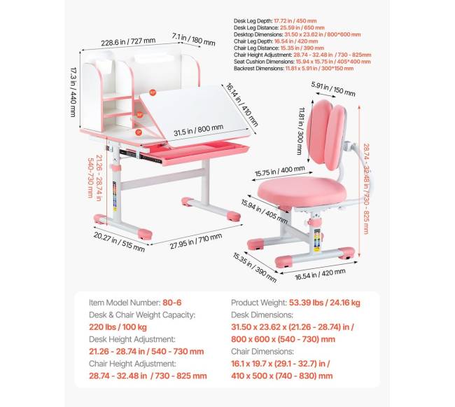 Vaikiškas reguliuojamas rašomasis stalas su kėde6