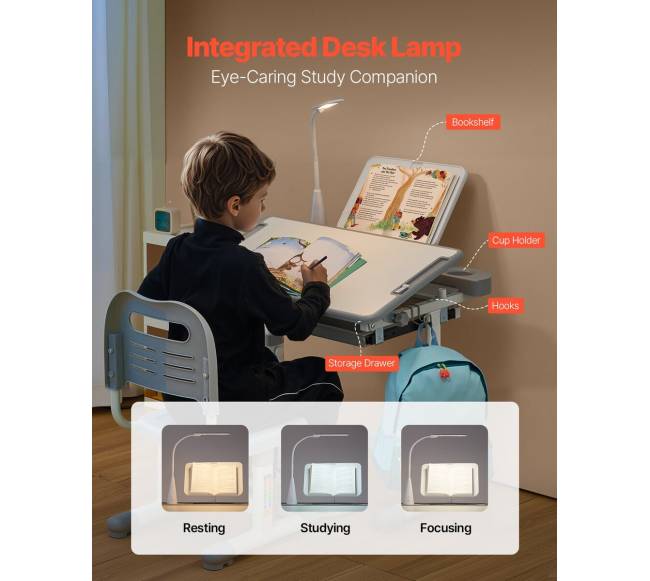 Vaikiškas stalas ir kėdė su lempa4