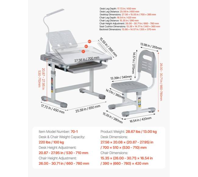 Vaikiškas stalas ir kėdė su lempa6