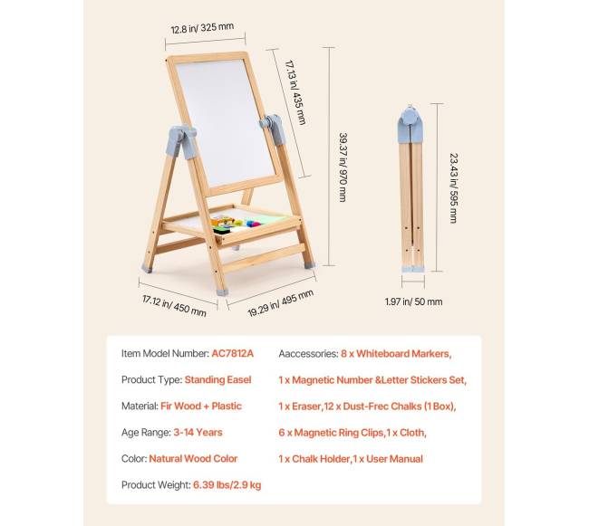 Dvipusis vaikų piešimo molbertas6