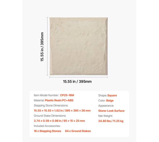 Dekoratyvinės sodo plytelės 16 vnt. smėlinės6