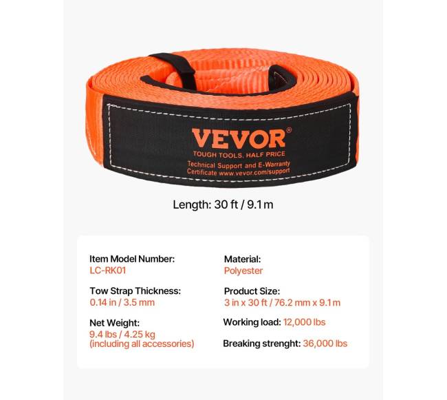 Automobilio vilkimo diržas 16329 kg 9.1 m 7.62 cm6