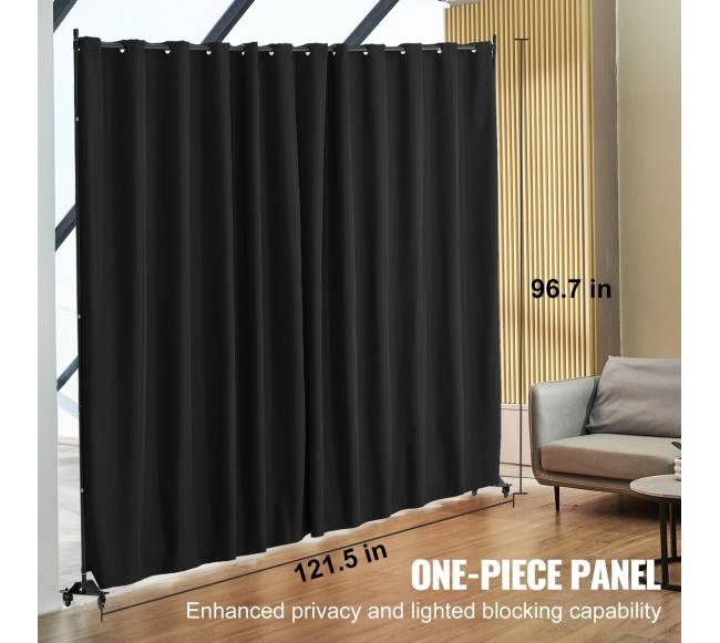 Nešiojama kambario pertvara su ratukais, juoda1