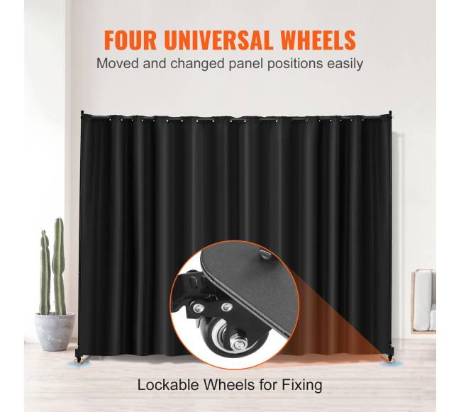 Nešiojama kambario pertvara su ratukais, juoda3