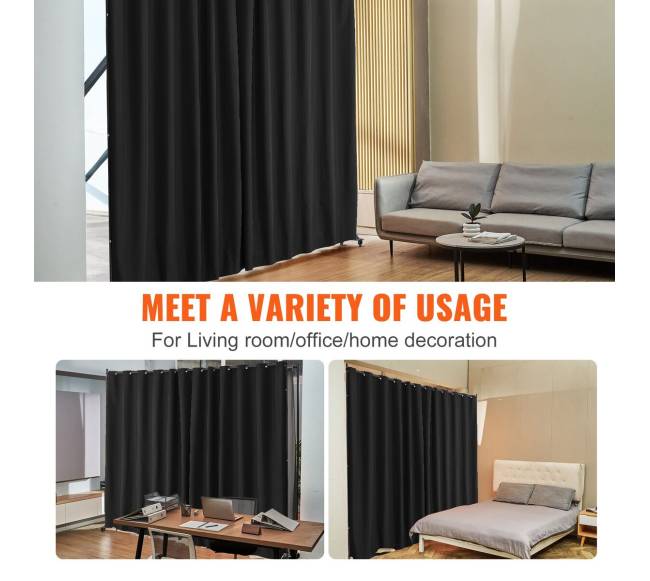 Nešiojama kambario pertvara su ratukais, juoda5