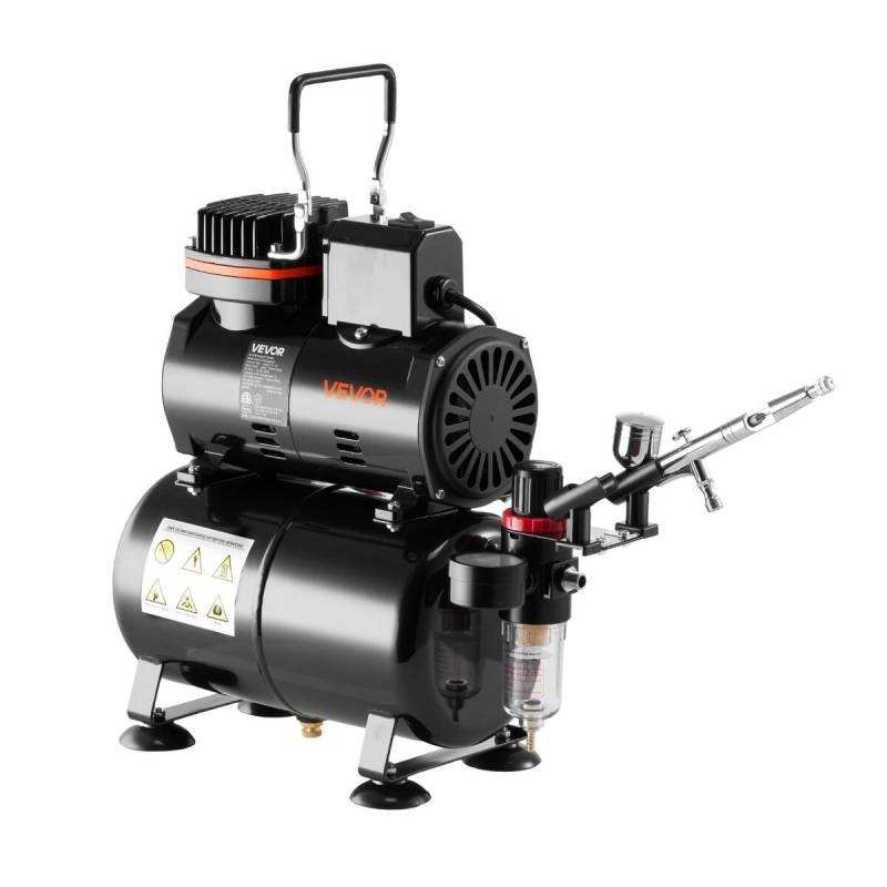 Aerografas su kompresoriumi ir 3 antgaliais0