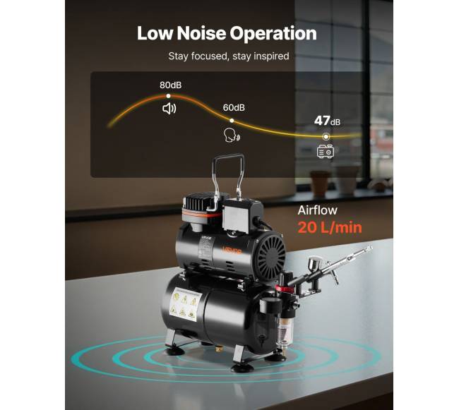 Aerografas su kompresoriumi ir 3 antgaliais4