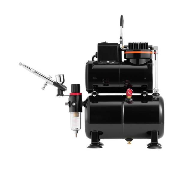 Aerografas su kompresoriumi ir 3 antgaliais10