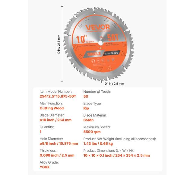 Diskinis pjovimo diskas medienai, 254 mm, 50 dantų6