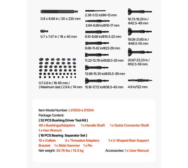 Guolių presavimo rinkinys su buksnių įrankiu6