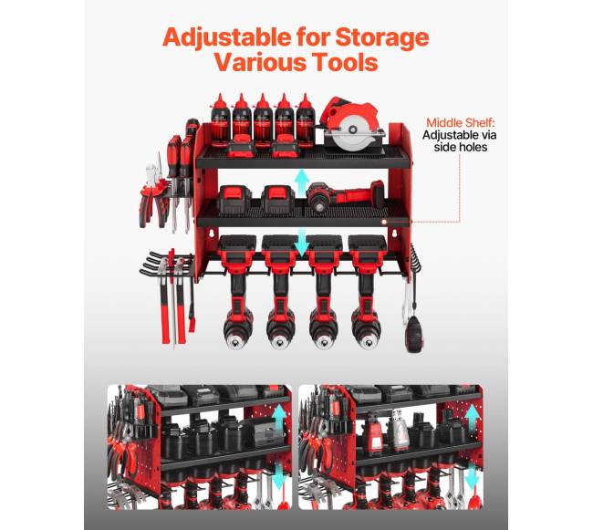 elektrinių įrankių sieninė lentyna su 4 laikikliais2