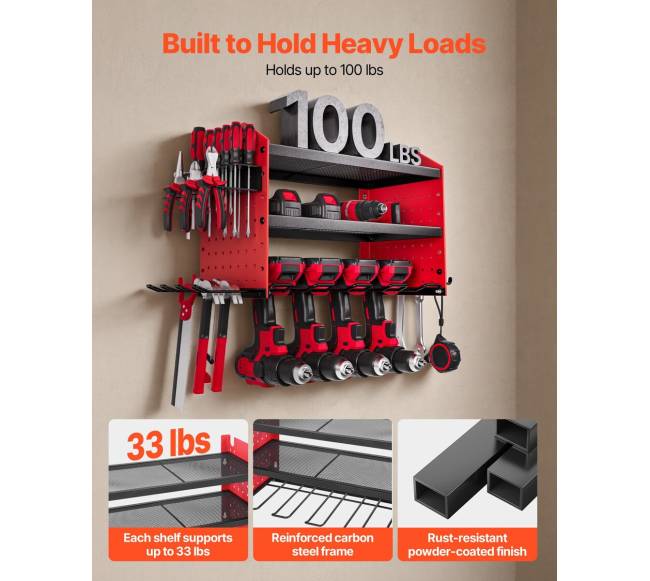 elektrinių įrankių sieninė lentyna su 4 laikikliais4