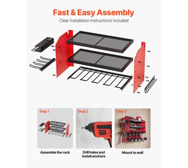 elektrinių įrankių sieninė lentyna su 4 laikikliais5