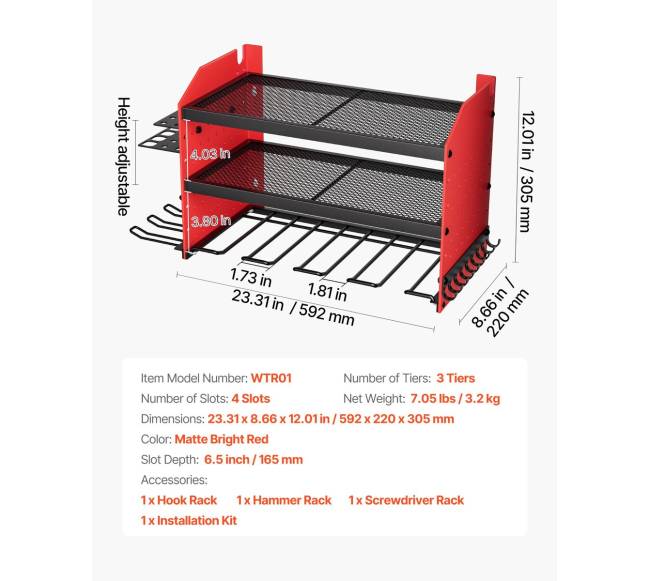 elektrinių įrankių sieninė lentyna su 4 laikikliais6