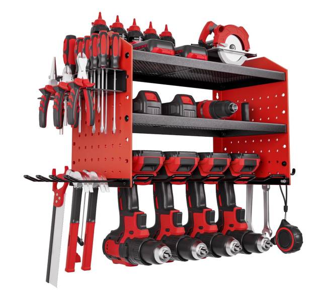 elektrinių įrankių sieninė lentyna su 4 laikikliais8