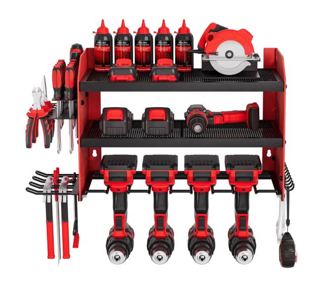 elektrinių įrankių sieninė lentyna su 4 laikikliais9
