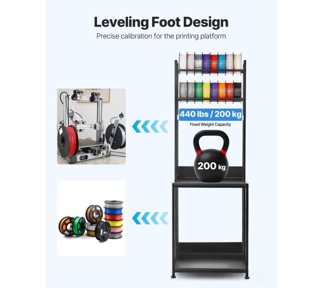 4 aukštų 3D spausdintuvo siūlų lentyna3