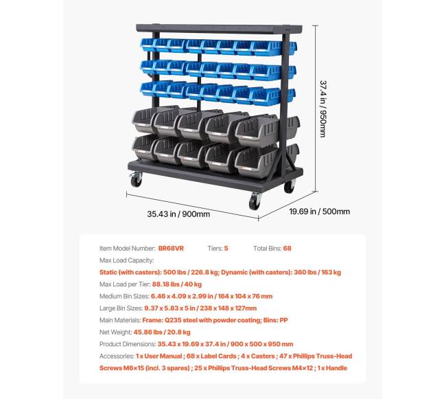 Dvipusė ritininė saugojimo lentyna su 68 dėžutėmis6