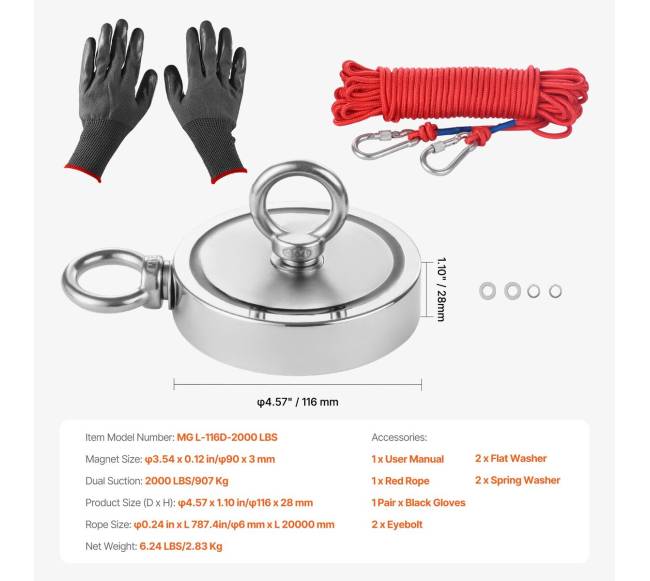 Magnetų rinkinys žvejybai dvipusiam naudojimui su virve6