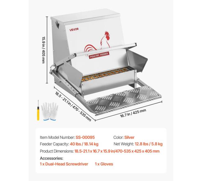 Automatinė vištų lesyklėlė su 18,14 kg talpa6