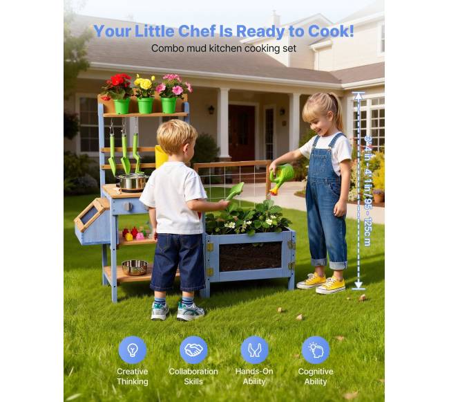 Medžio žaidimų virtuvė vaikams lauke1