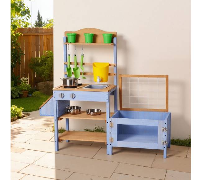 Medžio žaidimų virtuvė vaikams lauke7