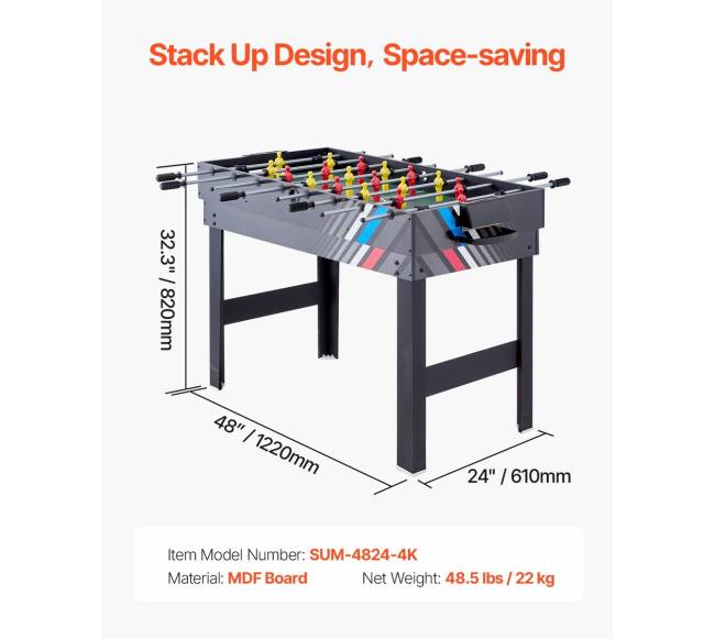 122 cm 4-in-1 stalo žaidimų komplektas6