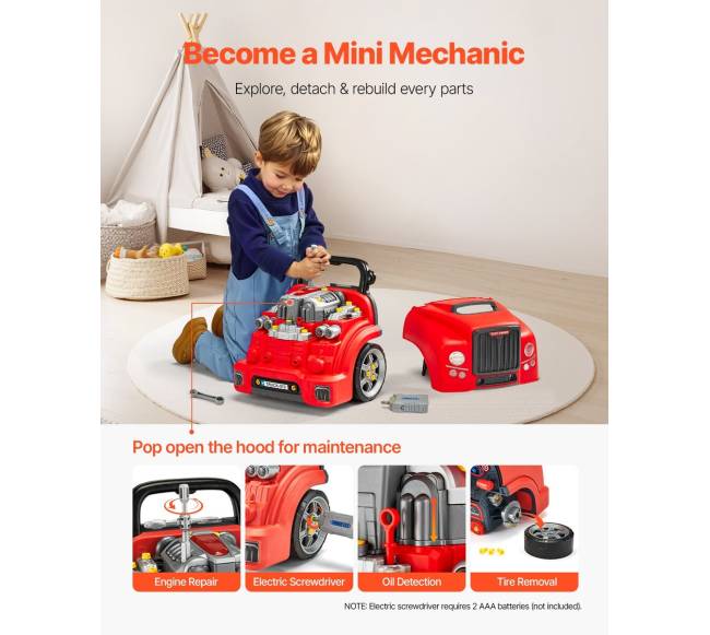 Raudonas vaikiškas variklio remonto rinkinys2