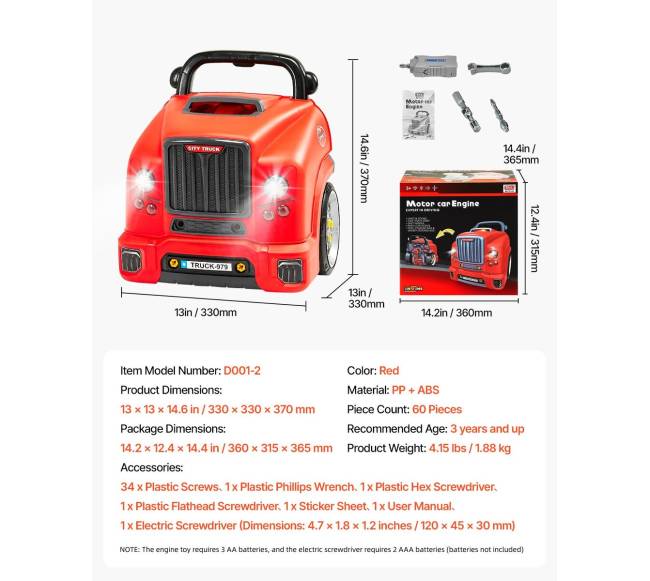 Raudonas vaikiškas variklio remonto rinkinys6