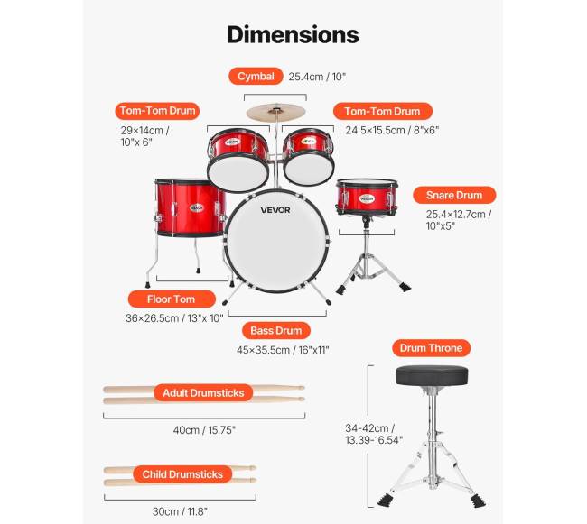 Vaikų būgnų komplektas su bosiniu būgnu 41 cm2