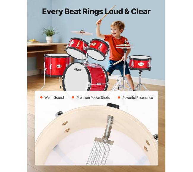 Vaikų būgnų komplektas su bosiniu būgnu 41 cm3