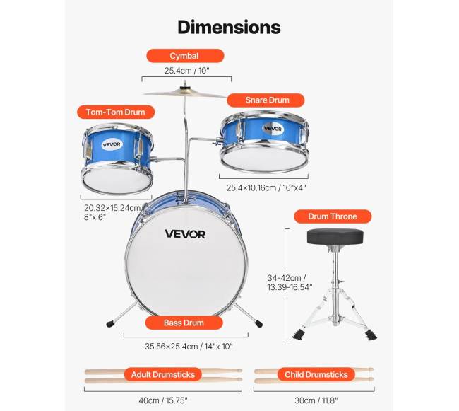 Vaikų 3 dalių būgnų rinkinys su 36 cm būgnu2