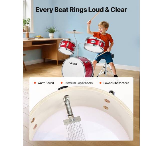 Vaikiškas būgnų rinkinys 3 dalių su būgnu3