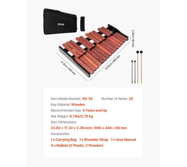 25 natų medinis glockenspielis su deklaji6