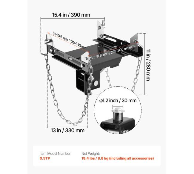 Pavarų dėžės keltuvo adapteris, 500 kg talpa2