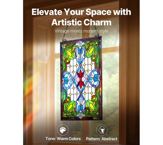 vitražo lango panelė, 731 x 433 mm, stiklinė1