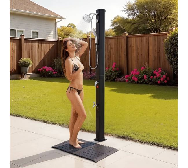 40 l saulės šildomas lauko dušas su rankiniu dušu ir grindų rinkiniu7